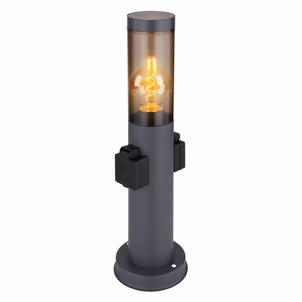 Globo Lighting LED Outdoor Light Stainless Steel Anthracite Smoked Glass