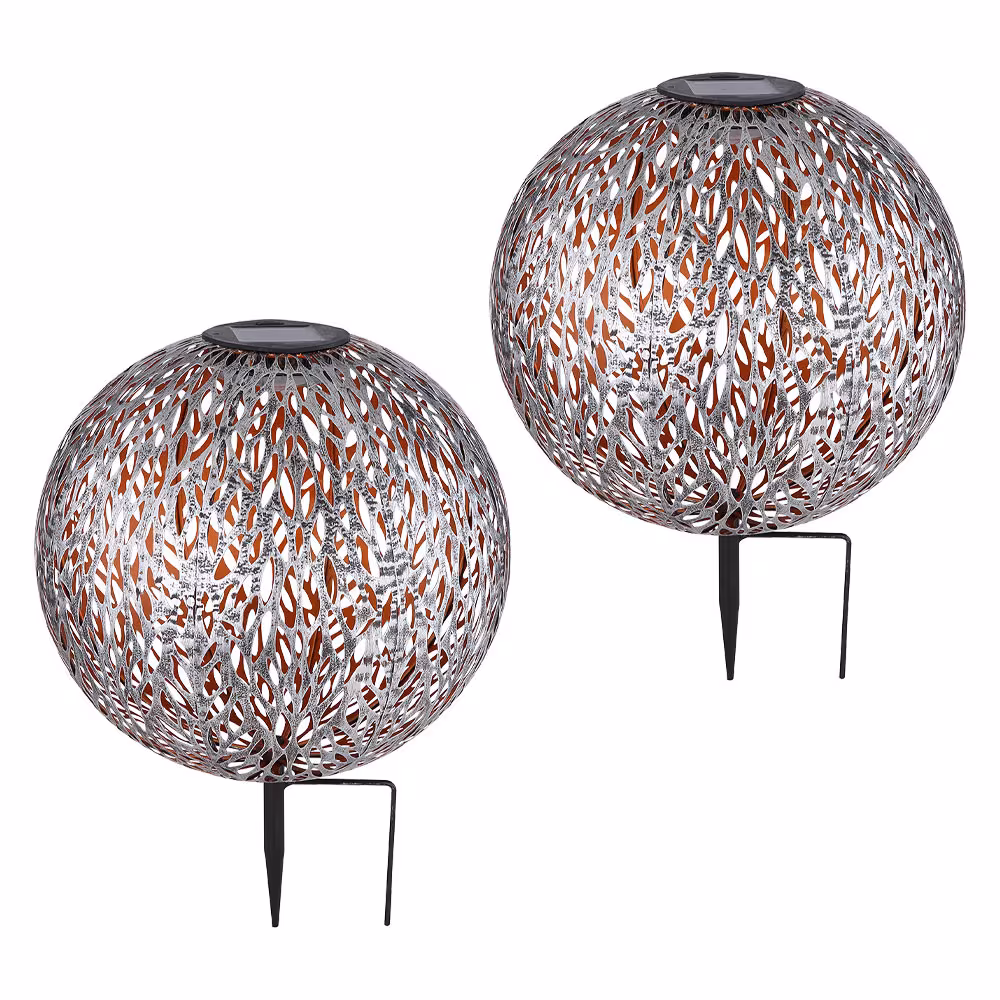 Globo Lighting LED Outdoor Light Sphere Silver-Grey Gold 2-Pack