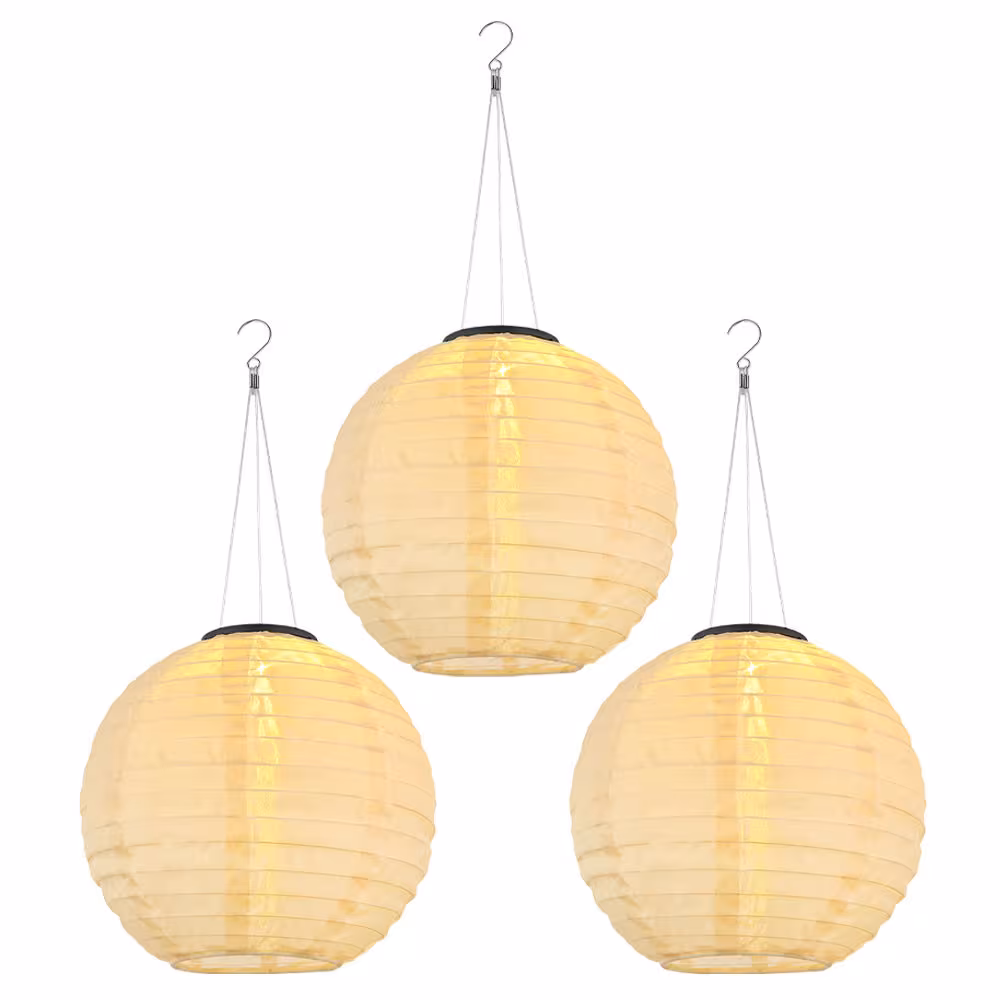 Globo Lighting LED Outdoor Light Lantern Beige 3-Piece Set
