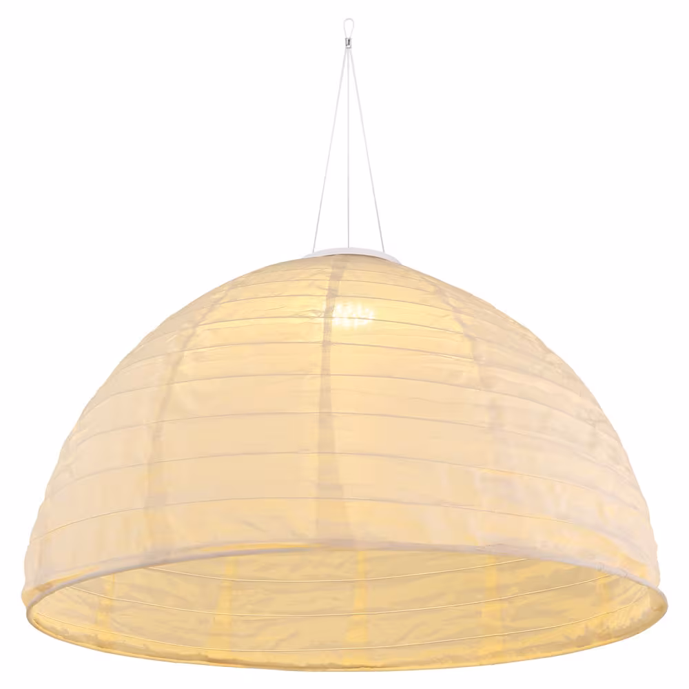 Globo Lighting LED Outdoor Light Solar Pendant Lamp White Linen