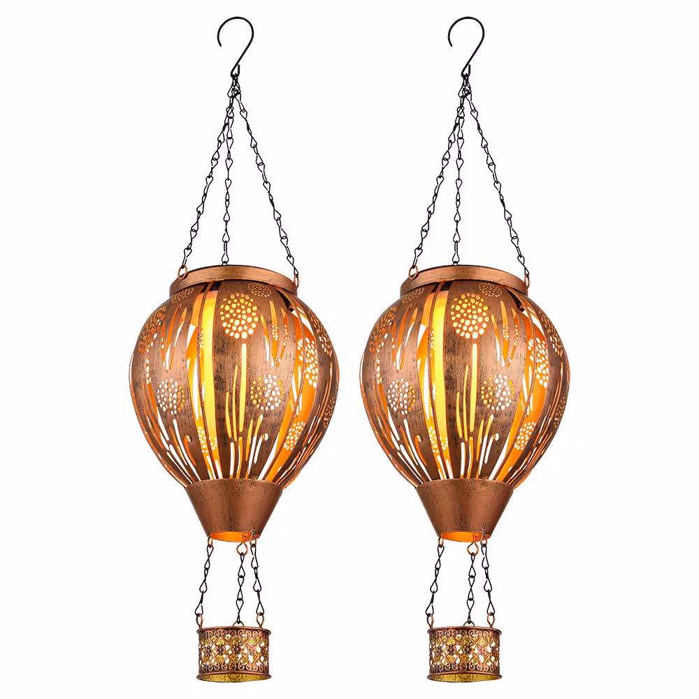 Globo Lighting LED Outdoor Light Solar Hot Air Balloon Multicolored 2-Pack