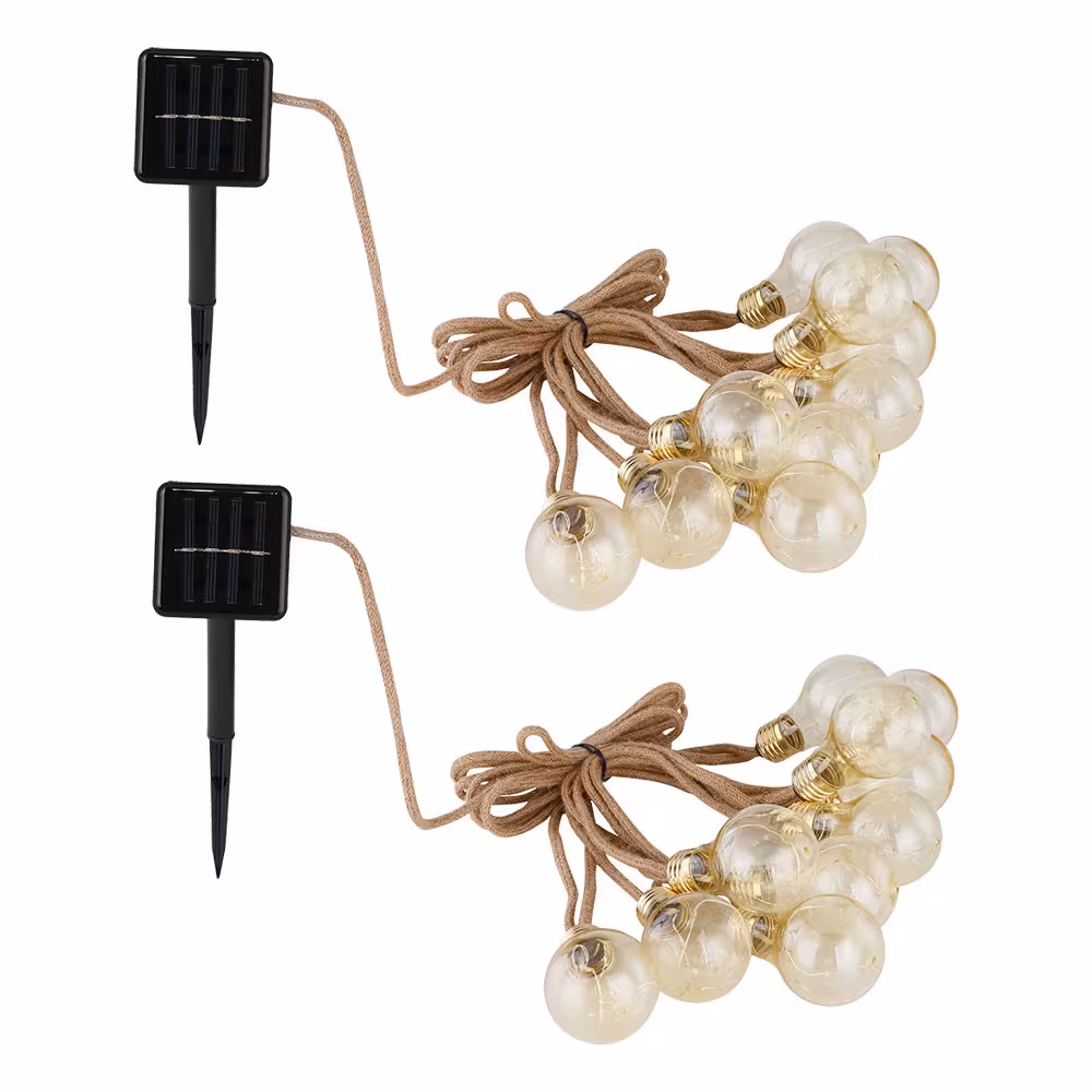 Globo Lighting LED Outdoor Light Solar String Lights Brown Hemp Rope