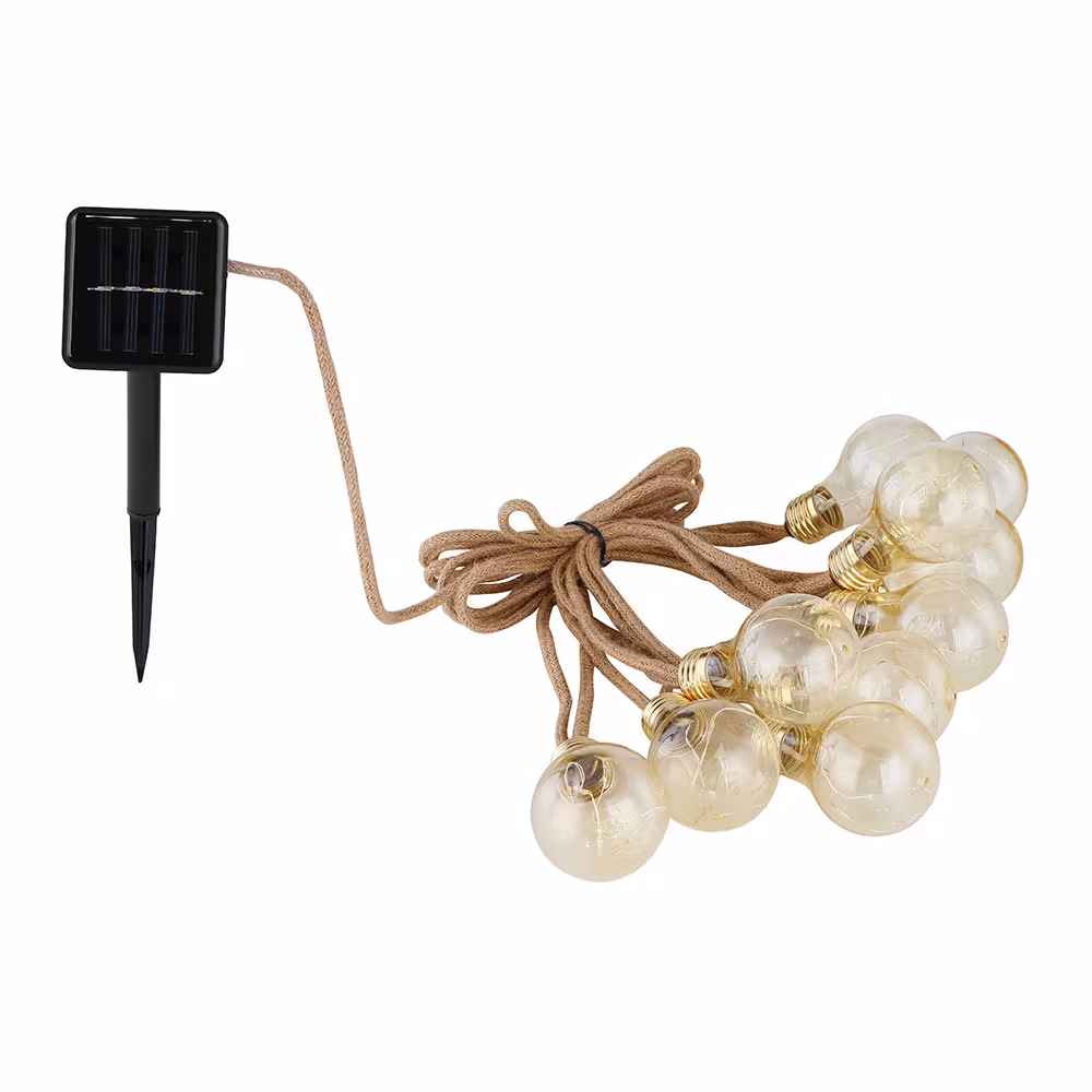 Globo Lighting LED Outdoor Light Solar String Lights Brown Hemp Rope