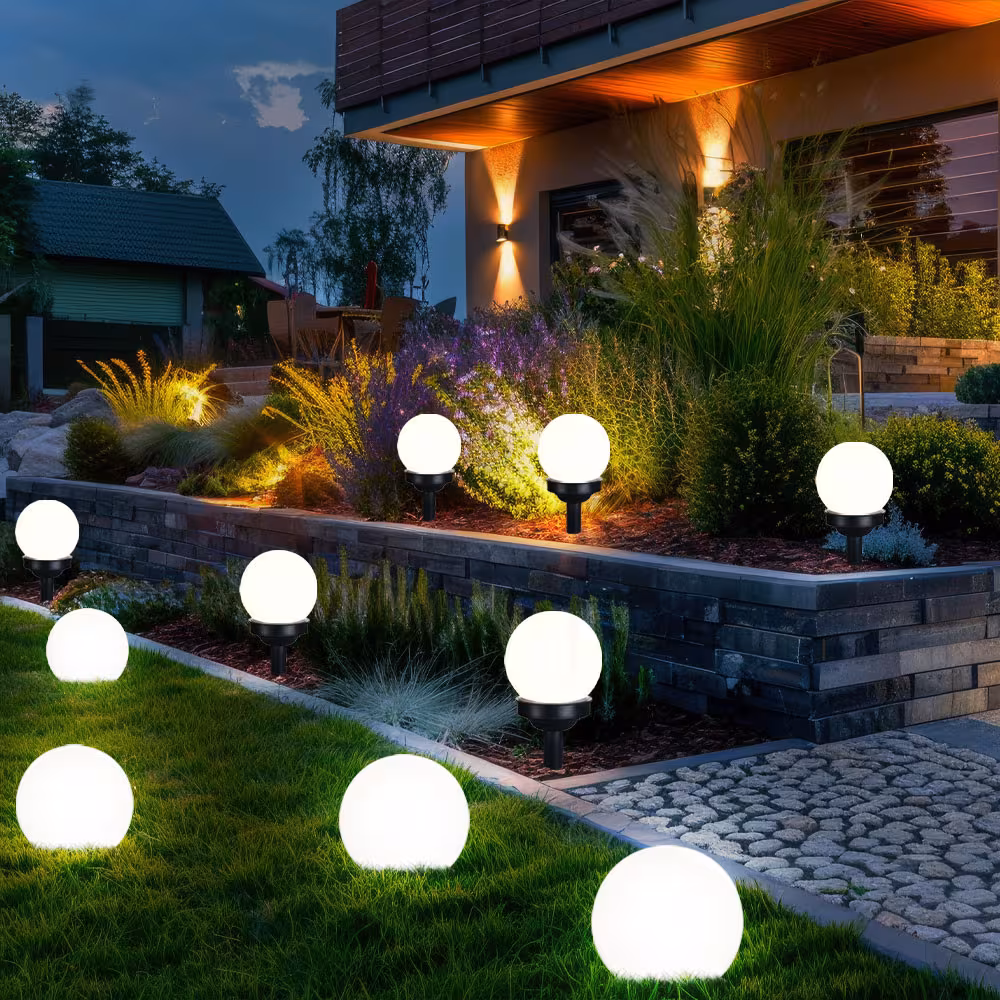 Globo Lighting LED Outdoor Light Solar White Sphere Design 9-Piece Set