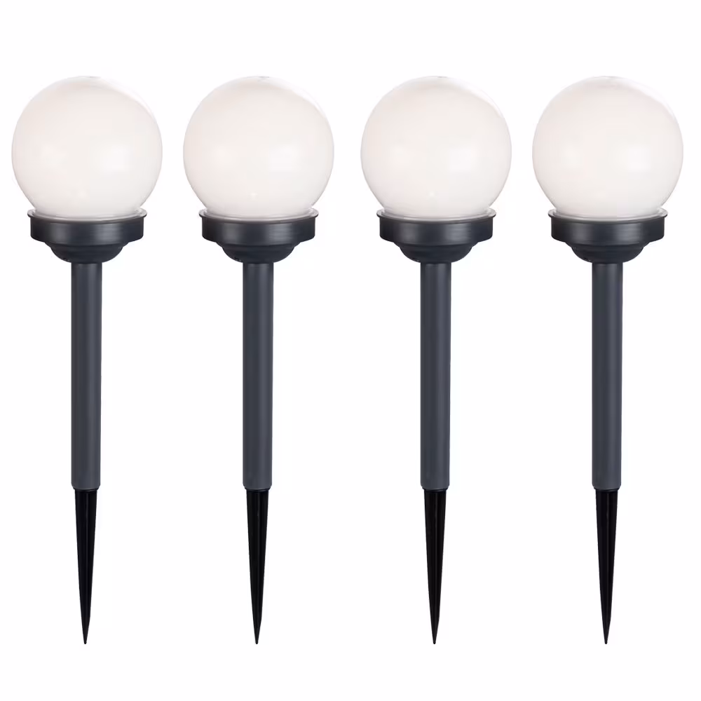 Globo Lighting LED Outdoor Light Solar Globe White 4-Piece Set