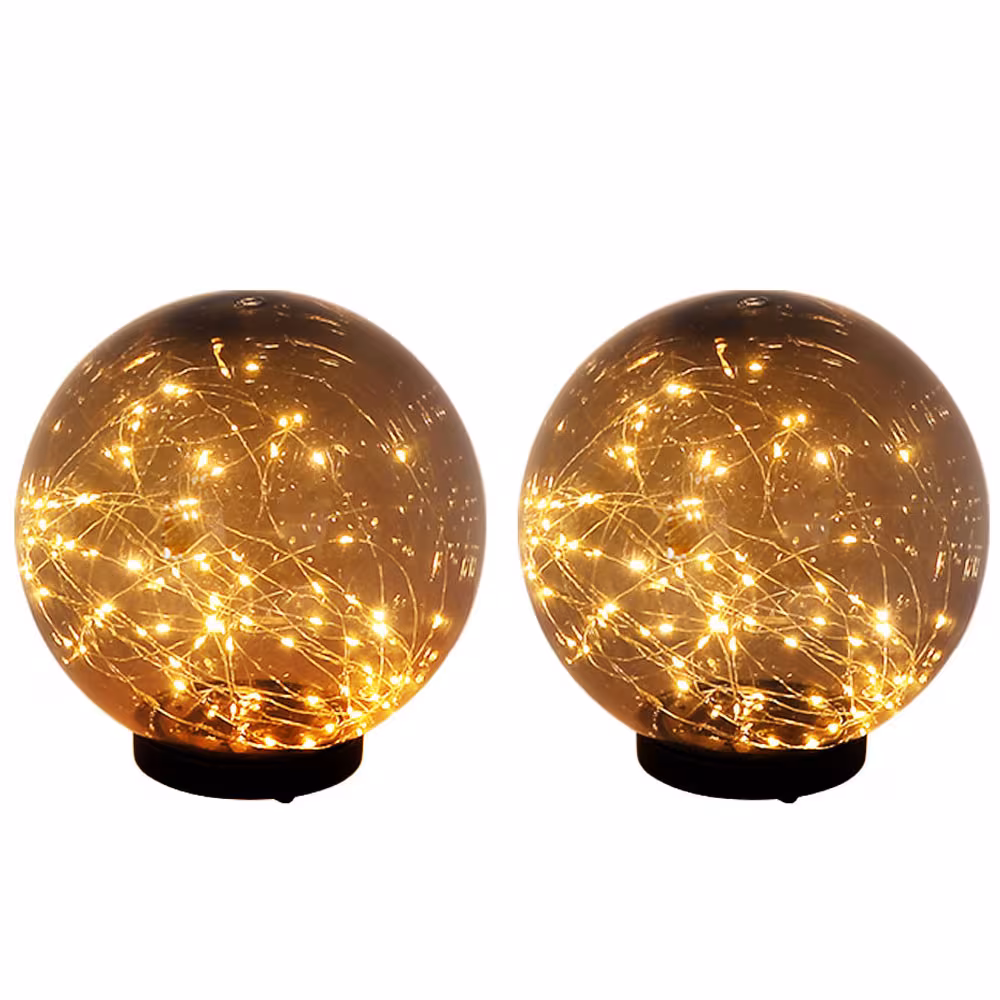 Globo Lighting LED Outdoor Light Solar Lamp Grey Sphere Shape 2-Pack