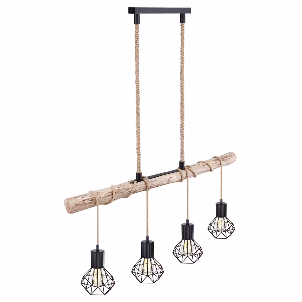 Globo Lighting LED Pendant Light, Wood, Brown, Height Adjustable