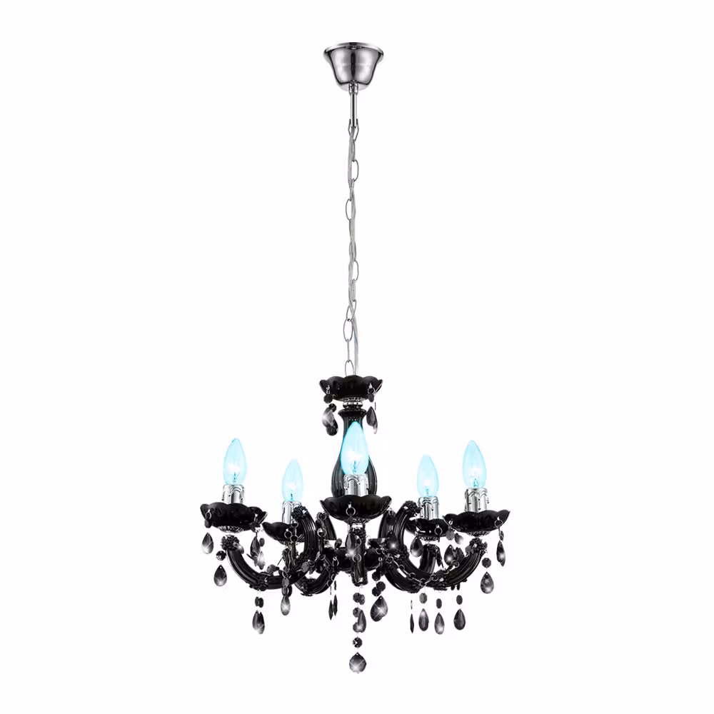 Globo Lighting LED chandelier, acrylic decor, black with crystals