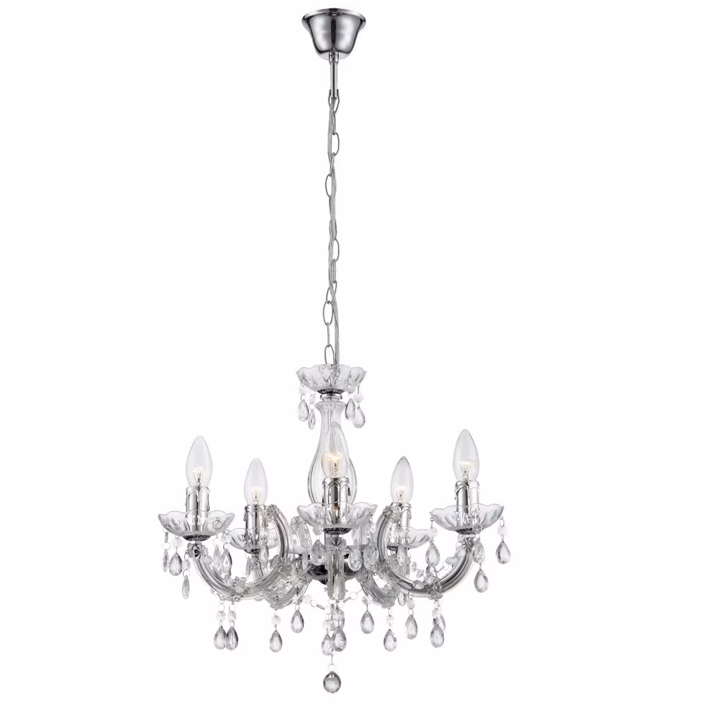 Globo Lighting LED chandelier, metal, white, crystal look