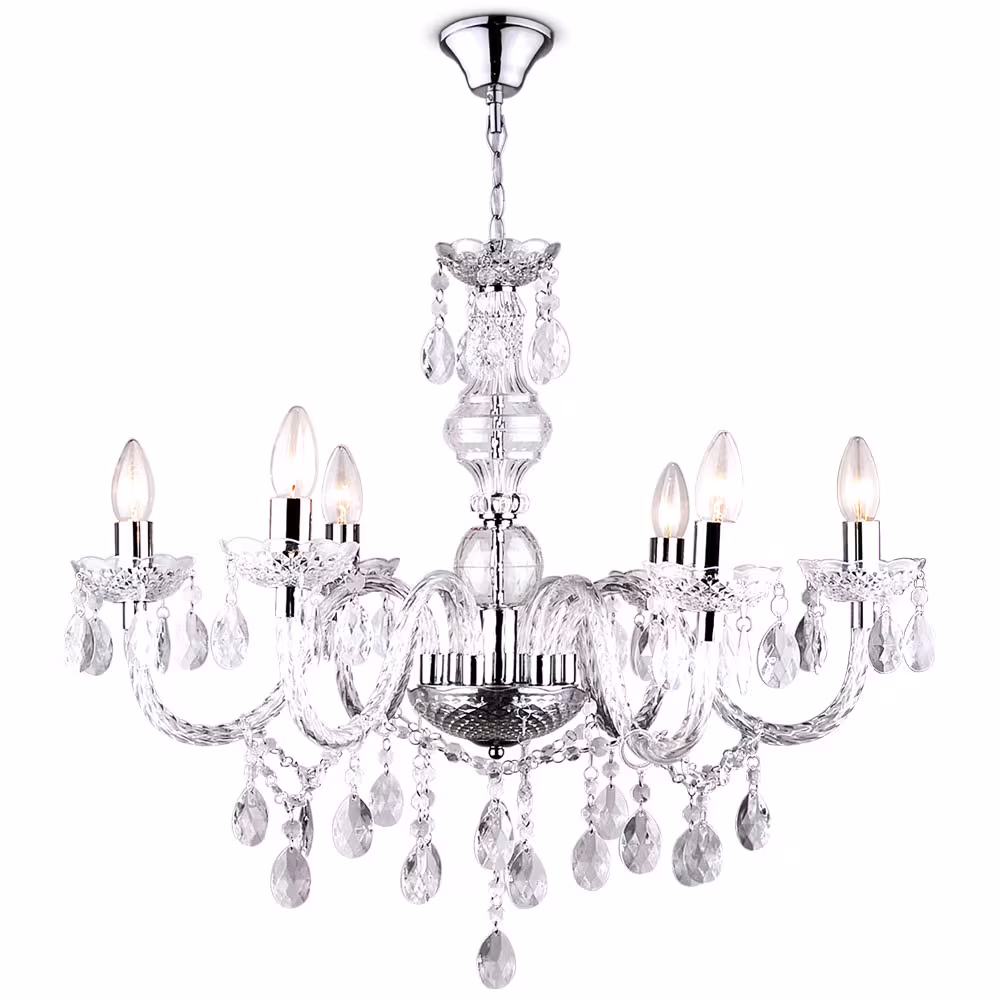 Globo Lighting LED chandelier silver crystal look