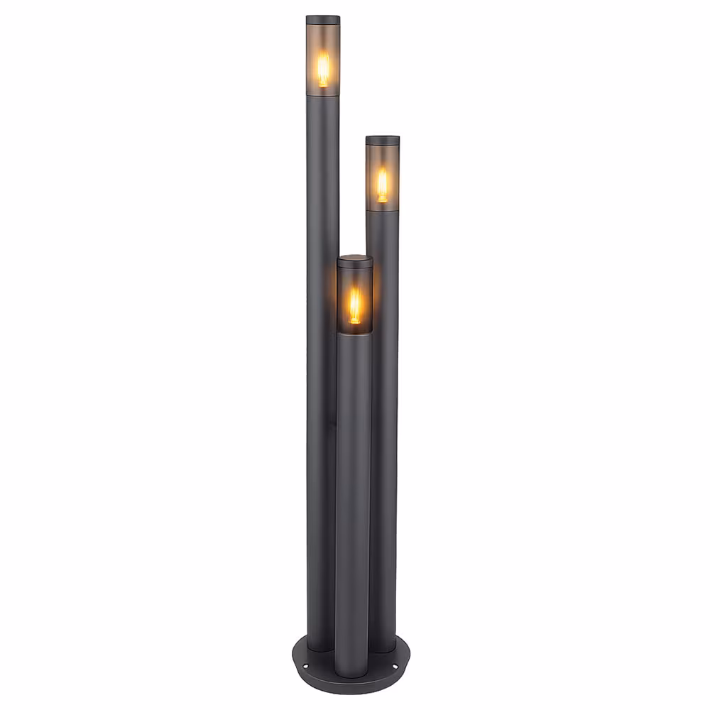 Globo Lighting LED Floor Lamp Stainless Steel Anthracite Smoke