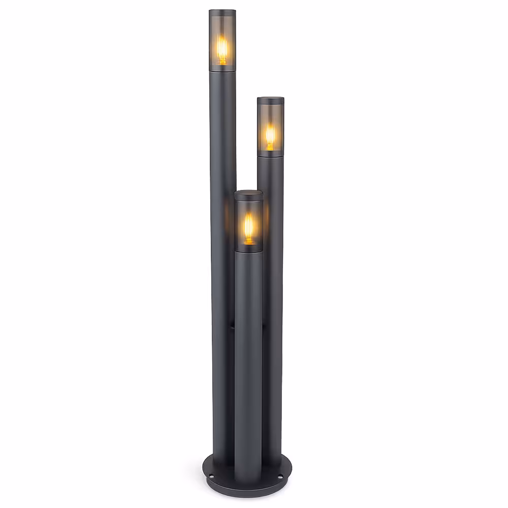 Globo Lighting LED Floor Lamp Stainless Steel Anthracite Smoked Glass
