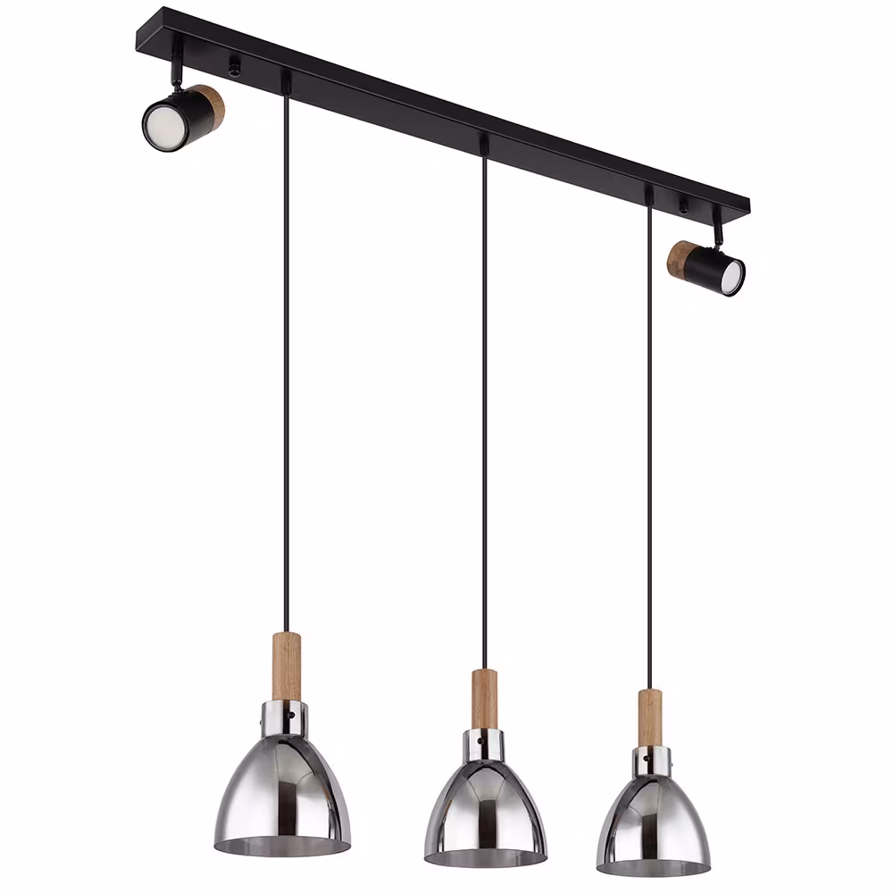 Globo Lighting Pendant Light Metal Smoked Glass Black