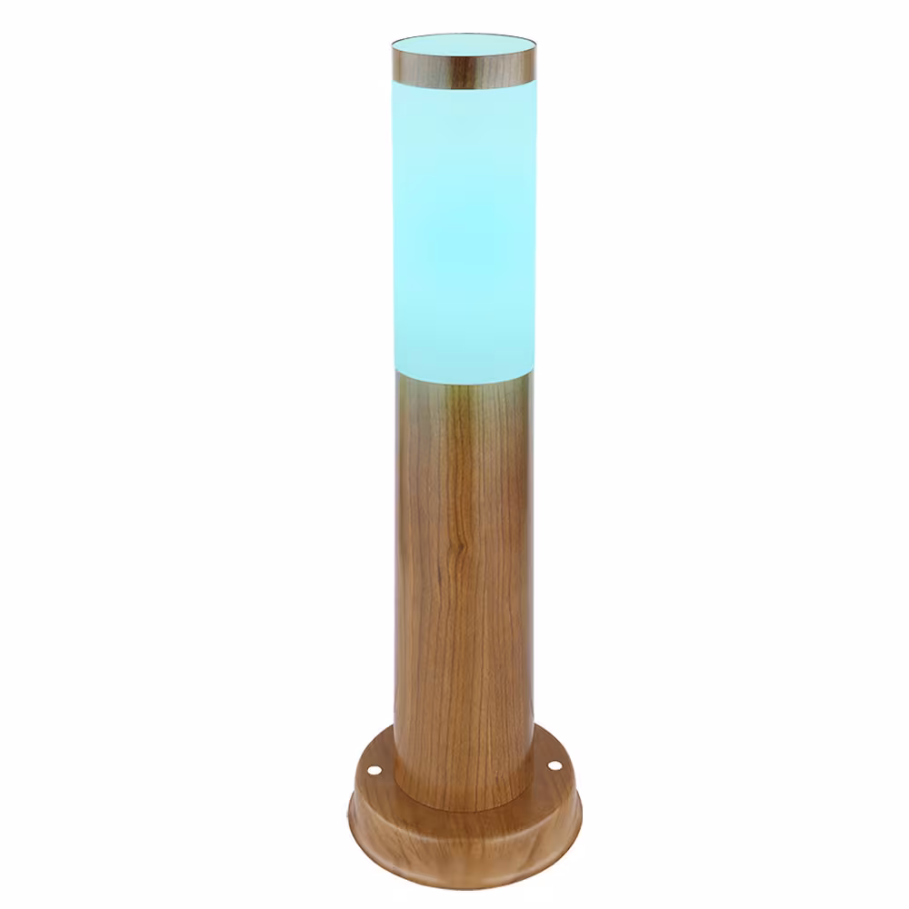 Globo Lighting RGB LED Path Light Stainless Steel Brown Wood Look