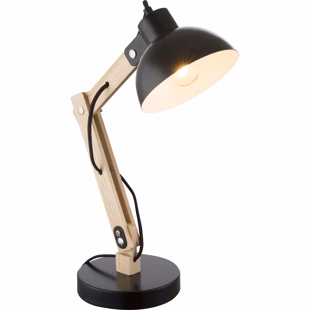 Globo Lighting Desk Lamp Wood Look Black Metal