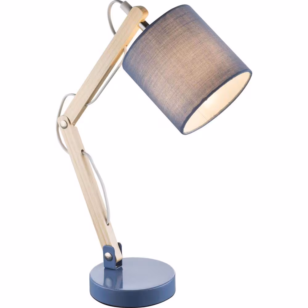 Globo Lighting Table Lamp Textile Blue Wood Look