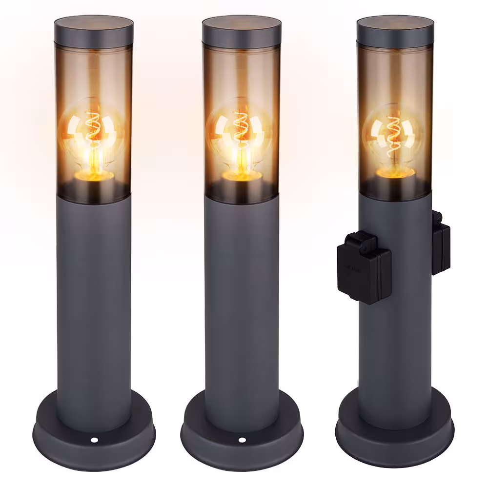 Globo Lighting BOSTON Path Light Stainless Steel Anthracite Set of 3