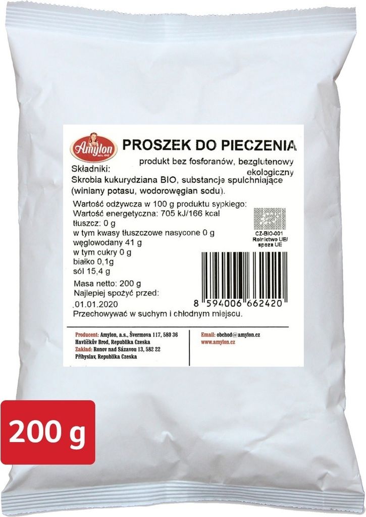 Biogo GLUTEN-FREE BAKING POWDER 200 g - AMYLON