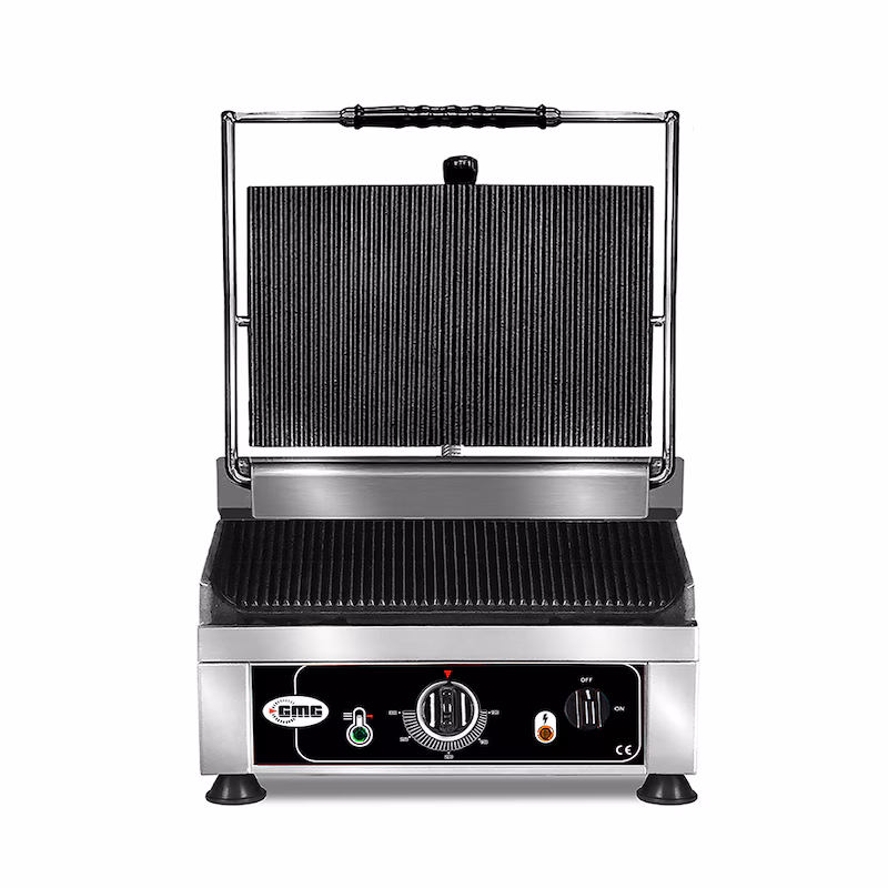 GMG - Double Contact Grill - ▲Grilled ▼Smooth/Grilled - with cast iron grill plates, grease drip tray and temperature control 50° - 300° C