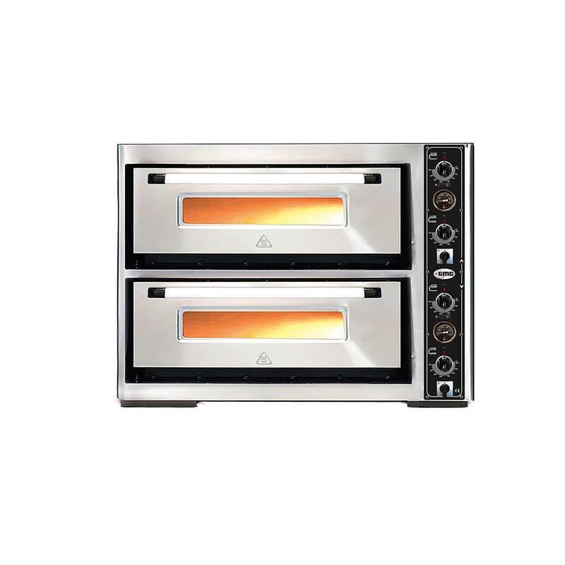 GMG - Pizza Oven PF5050 DEN-T with Thermometer. Electric - 4+4x Ø25cm | 8 kW, 3NAC | 400V - Stainless Steel 2 Baking Chambers