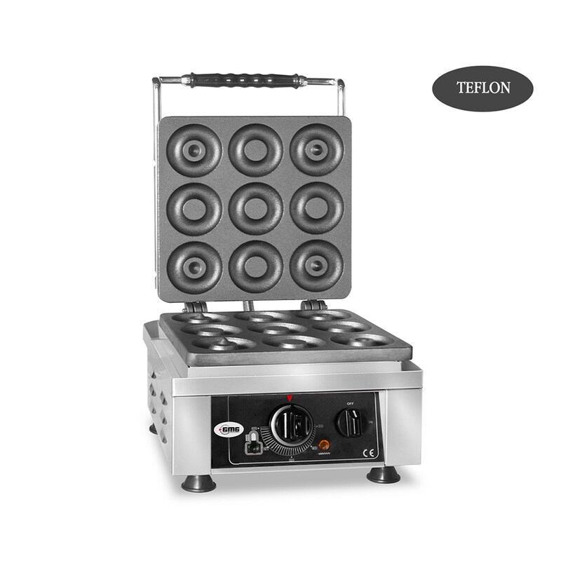 GMG - Donato Waffle Iron - 1x (Ø 9 x 8cm x 1.4cm / 2.8cm) - 50° to 300°C Solid Cast Iron Baking Plate - Grease Drain