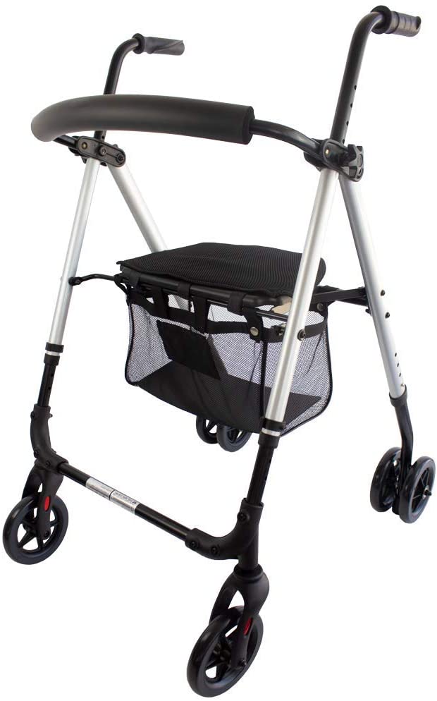 mobiclinic Foldable Rollator 4 Wheels Basket Seat Walking Frame With Wheels Walking Fr