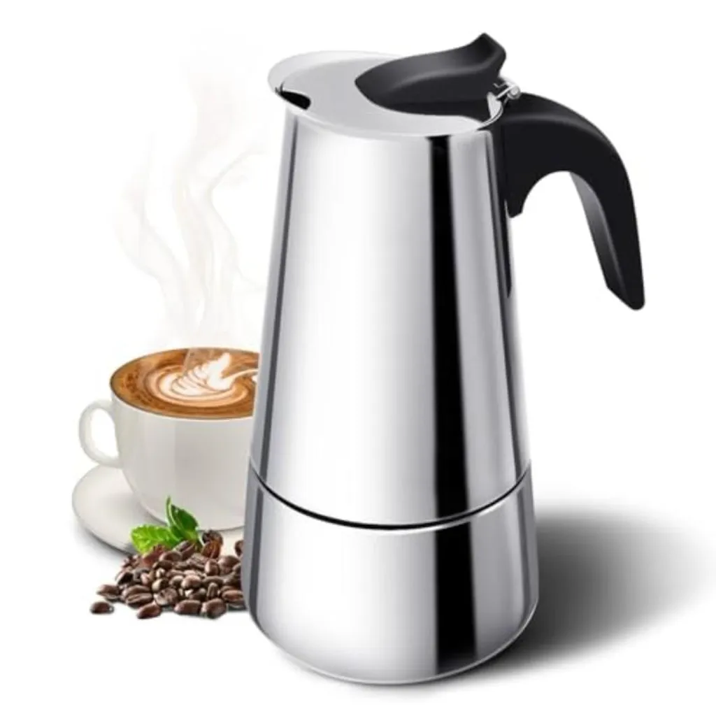 MECO Godmorn Espresso Maker 6 Cups (300 ml), Moka Pot for Stove & Induction, Italian Espresso Maker with Safety Valve