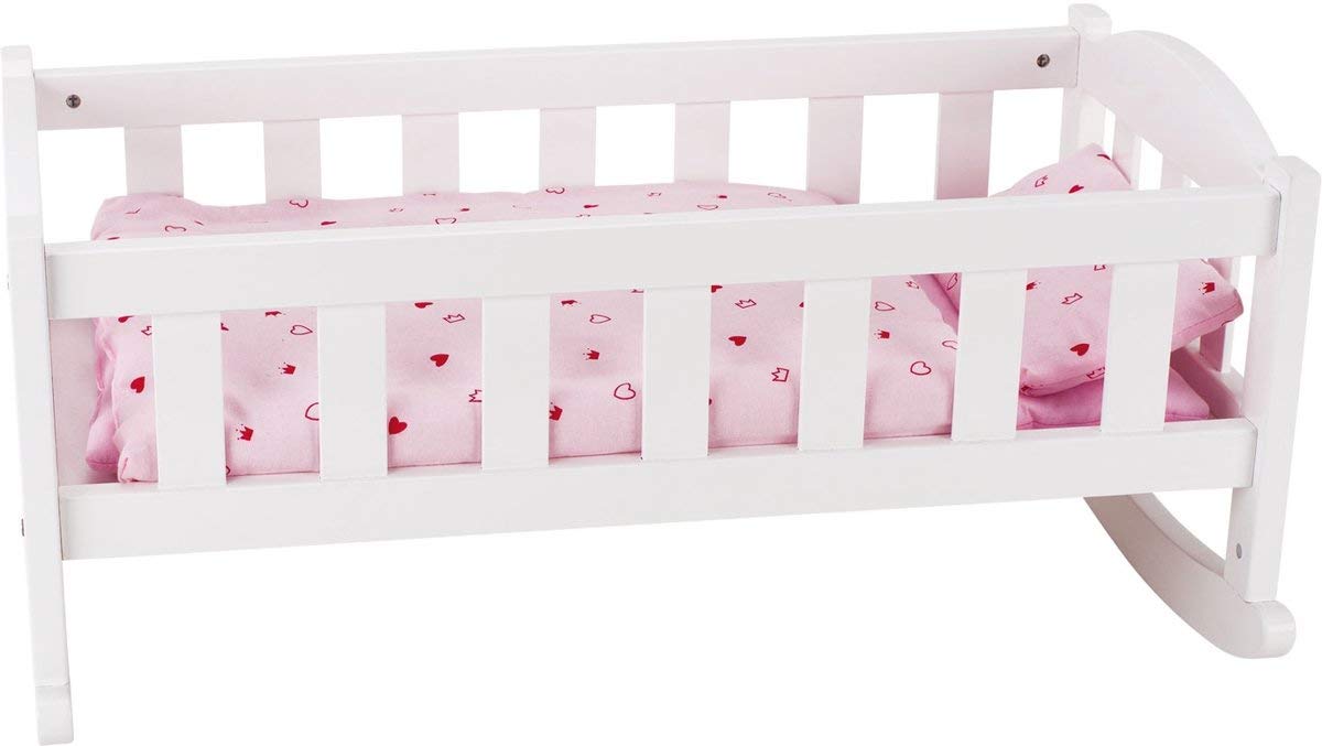 Goki 51587 Dolls Cot In White/Pink