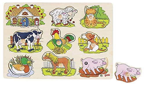 Goki 57895 Animal Sounds Farm Plug Puzzle
