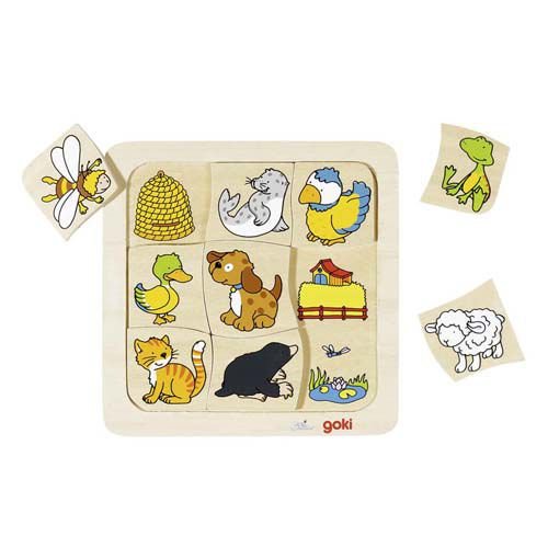 Goki Who Lives Where? Wooden Puzzle