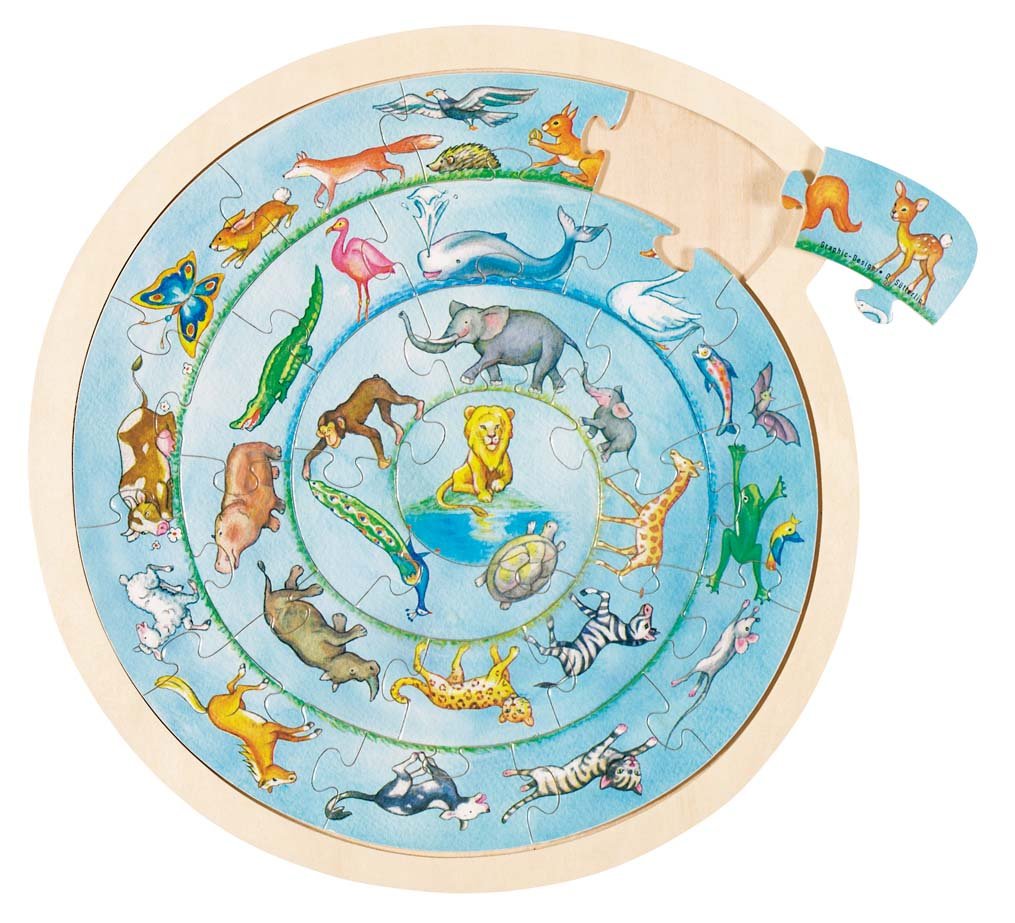 Goki Wooden Animals Circle Puzzle