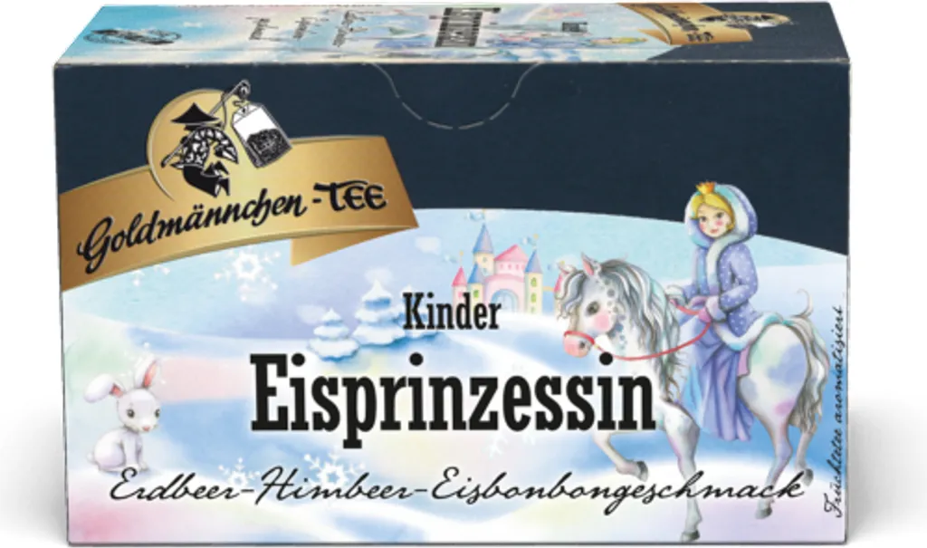 Goldmännchen Children's Tea Ice Princess, Strawberry-Raspberry Ice Candy, Flavored Fruit and Herbal Tea, 20 individually sealed tea bags