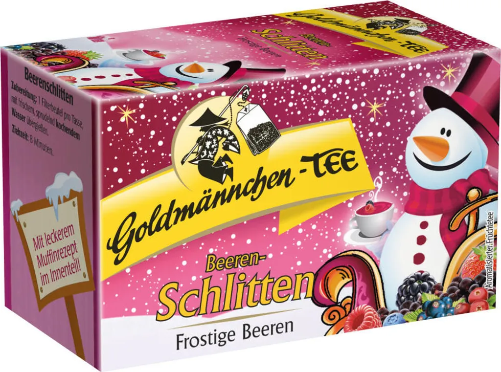 H&S Tee-Gesellschaft mbH & Co. KG Goldmännchen Tea Berry Sleigh Winter Berries, Fruit Tea, Fruit Blend 20 individually sealed tea bags, 50 gm