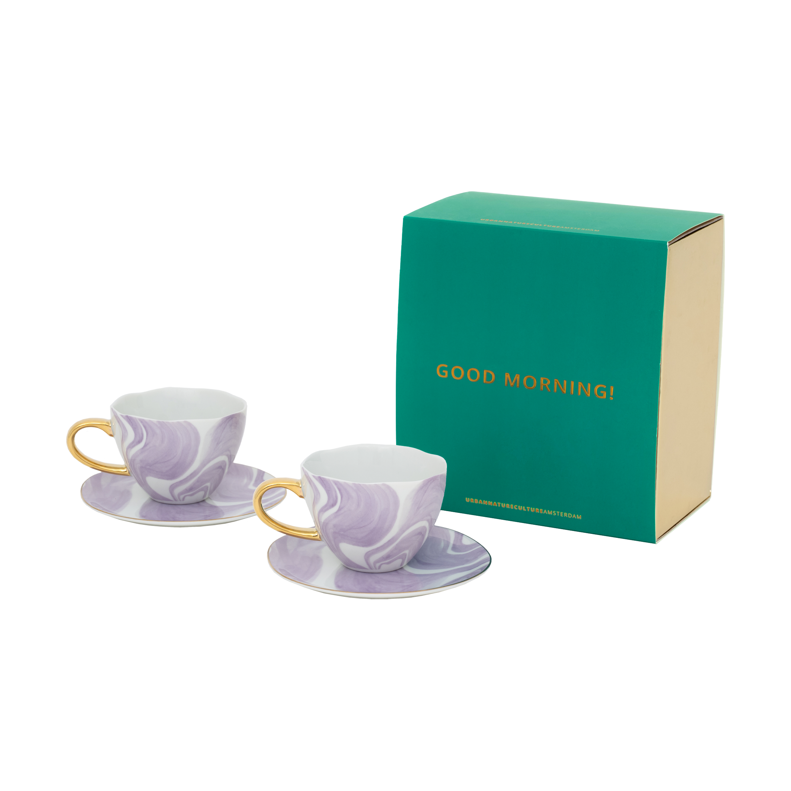 urban-nature-culture Good Morning Gift Set Cappuccino Cup & Saucer 2-Pack, Valuri Violet