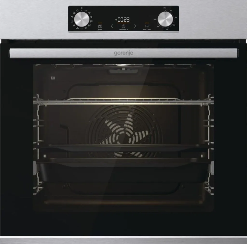 Gorenje BPS6737E14X Built-in Multifunction Oven, 77 Liters, Pyroclean Self-Cleaning, Airfry, Pizza Function, Defrost Function, Stainless Steel