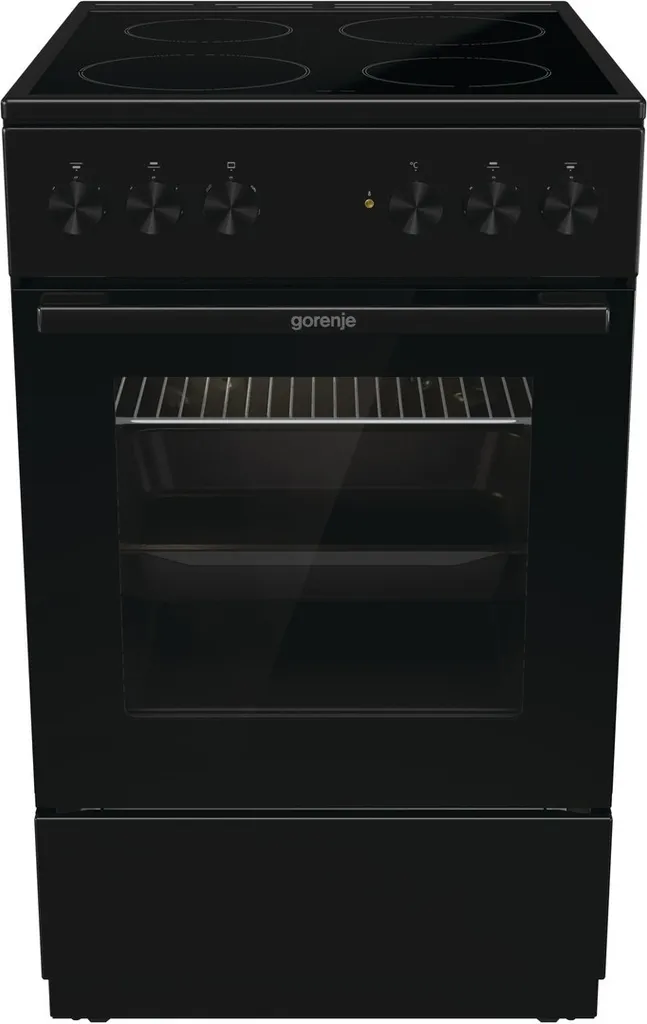 Gorenje GEC5A20BG electric oven with glass ceramic hob, freestanding unit, 74 liter oven with AquaClean, black