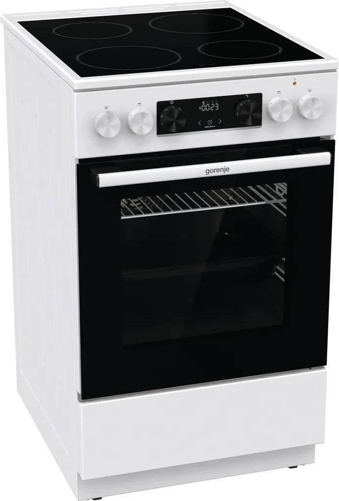 Gorenje GEC5C 41 WG Electric Freestanding Cooker - White - Glass Ceramic Hob - 70 Liters - GentleClose - Rapid Heating - Pizza Mode 300°C - Telescopic Runners - AquaClean