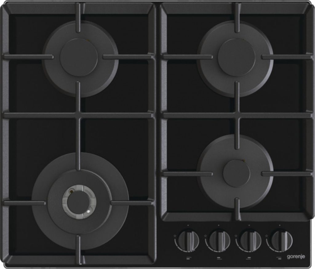 Gorenje GTW641EB, Black, Integrated, 60 cm, Gas hob, Tempered glass, 4 zones