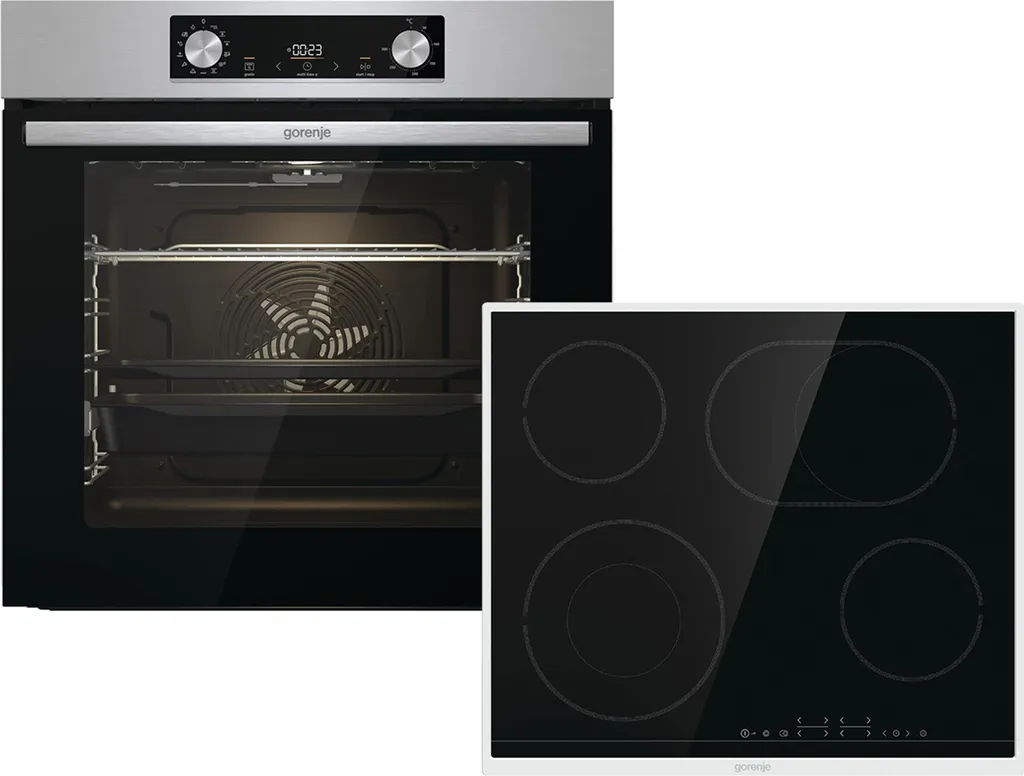 Gorenje Steel Steam Set BOS6737E06X+ ECT43X Steel Steam Oven Set with Glass Ceramic Hob, 60cm
