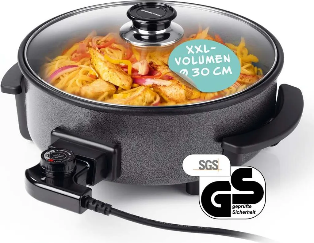 DS Produkte GOURMETmaxx electric party pan - Ø 30 cm - with thermostat and glass lid