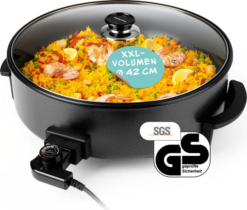 DS Produkte GOURMETmaxx electric party pan - Ø 42 cm - with thermostat and glass lid