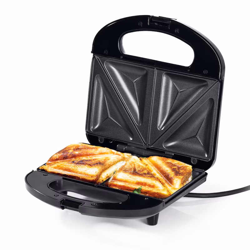 GOURMETmaxx Sandwich Maker with LED indicator light - Black + CH plug