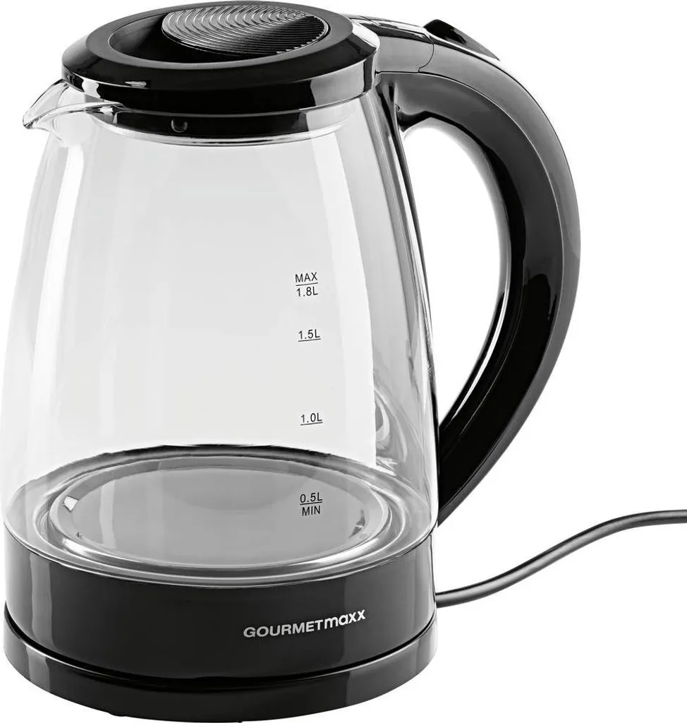 GourmetMaxx Kettle 15481 Black 1.8 l – 1800 W, LED, 360° base