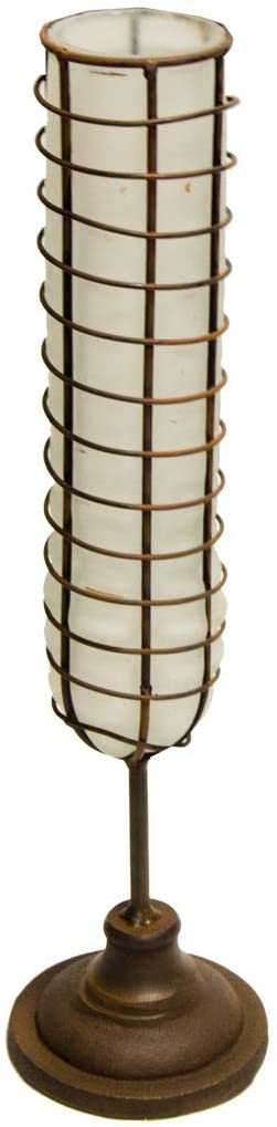 Varia Living Tall vase bubble made of glass and metal in rust look flower vase with satin glass in modern vintage shabby look, glass vase in elegant, slim shape, height 40 cm x diameter 10 cm.