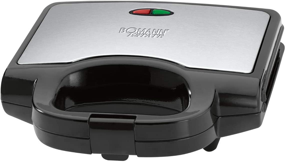 Bomann ST 1372 CB Sandwich Toaster, Triangular Sandwich Plates with Non-Stick Coating, Automatic Temperature Control, Stainless Steel Insert, Black