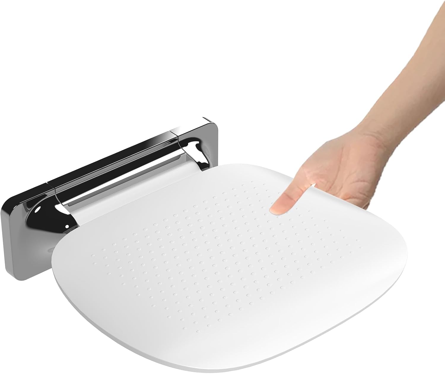 Heuffe Store Folding Shower Seat Wall Mounted with Large Seat - Ergonomic Non-Slip Bath Stool for Seniors and Disabled People 180 kg Heavy Duty White