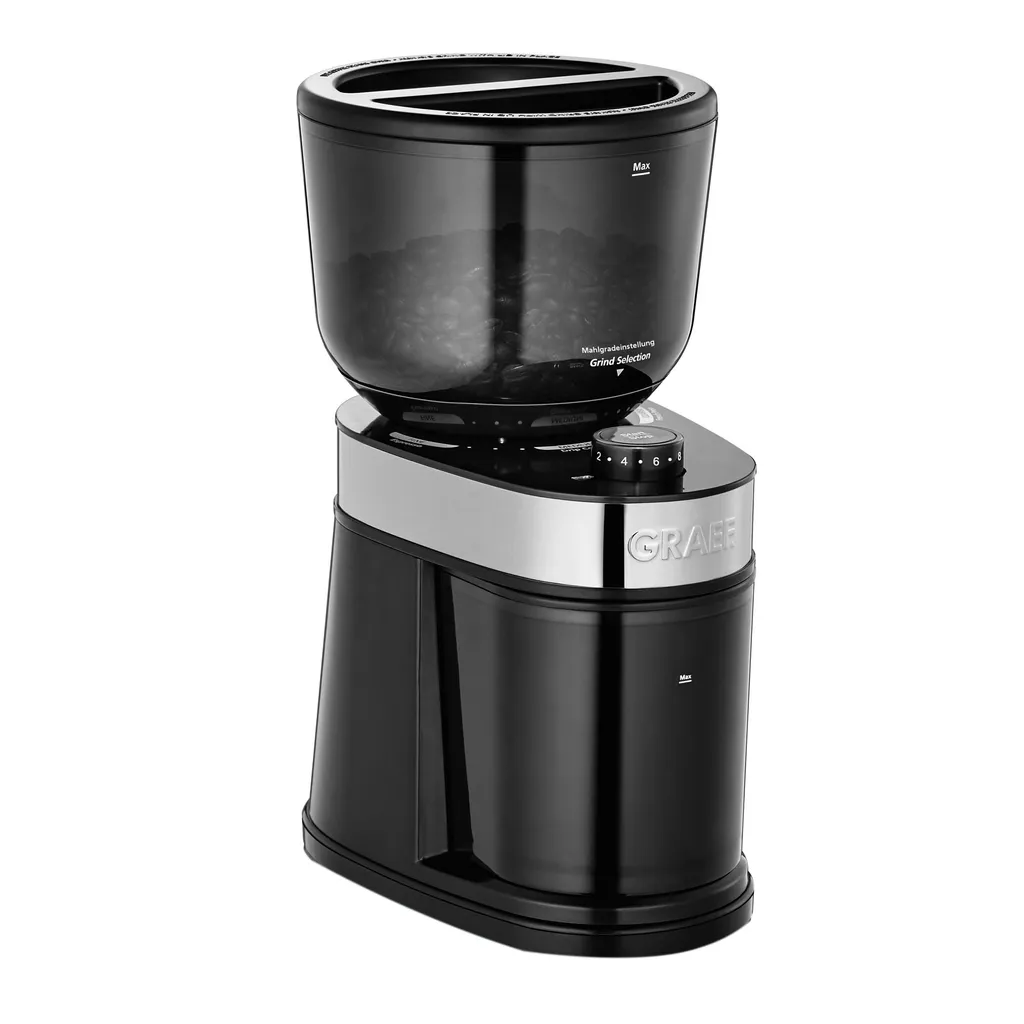 GRAEF CM202 Coffee Grinder, Coffee Bean Container 225g, 130W, Black