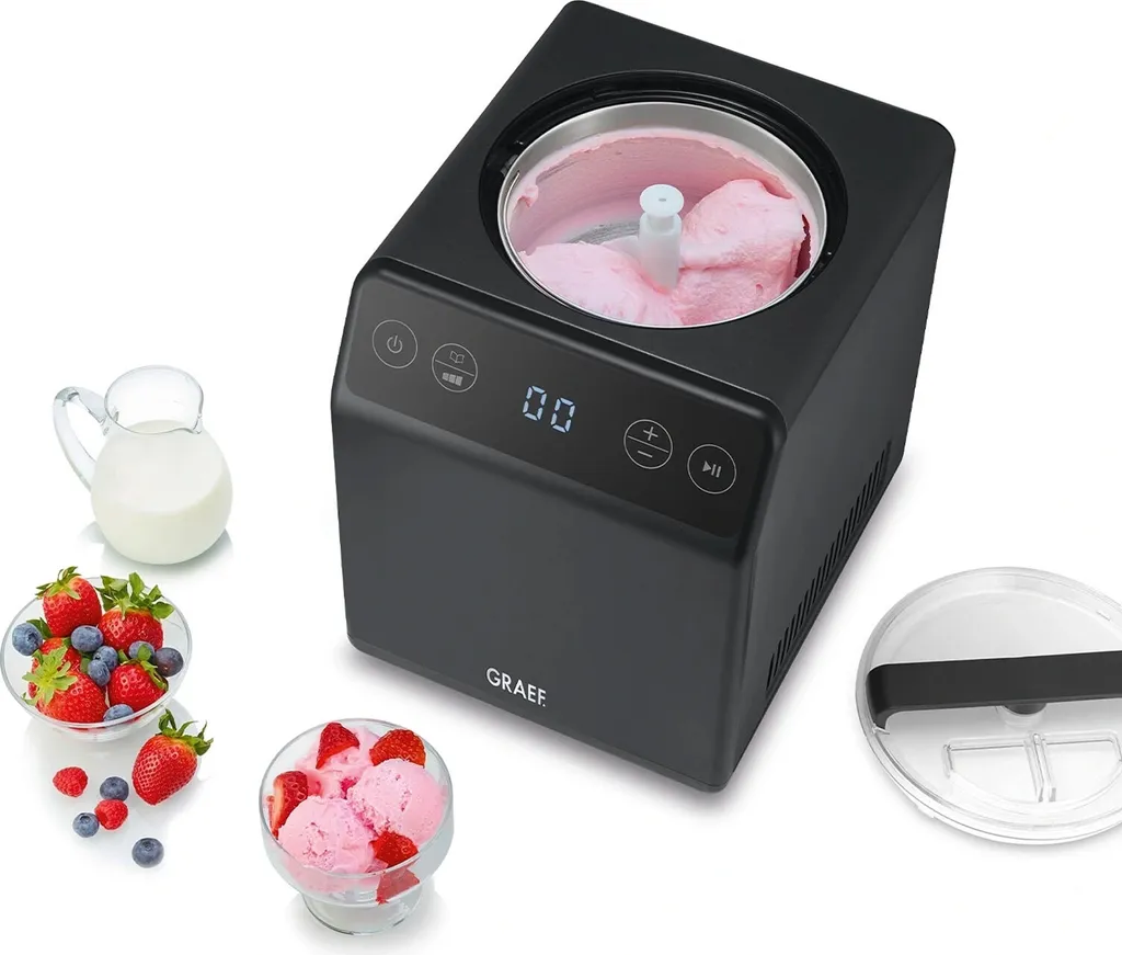 Graef IM706EU, Compressor Ice Cream Maker, 2 l, 1 Tank, Black, -18 - 35 °C, Stainless Steel