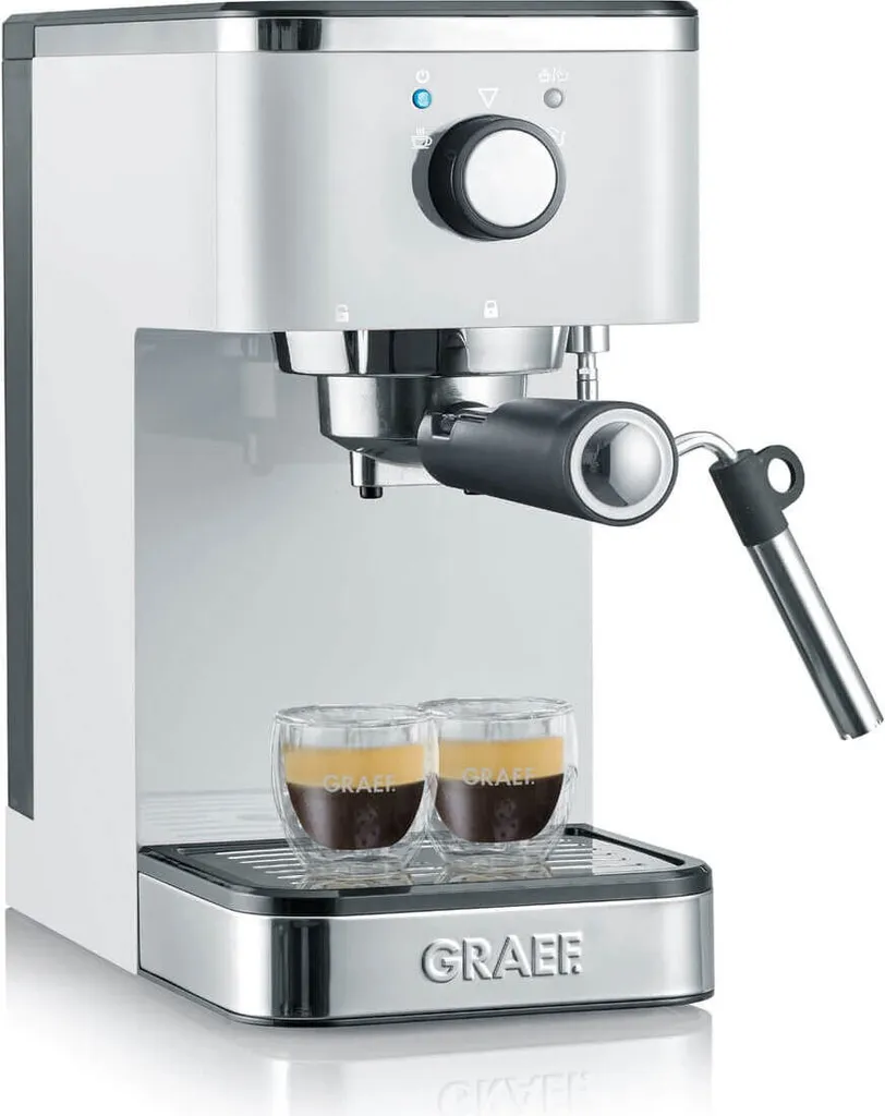 GRAEF Salita ES 401EU portafilter espresso machine, white – 15 bar, 1.25 liter water tank, milk frother, hot water function, 1450 W incl. accessories