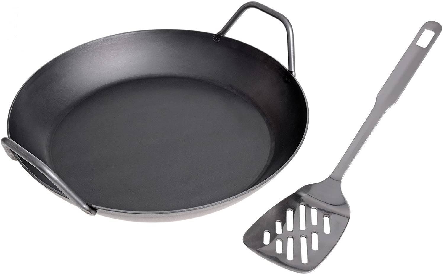 GRAWE GRÄWE Wrought Iron Serving Pan Diameter 32 cm High Rim 2 Handles Smooth Includes Spatula
